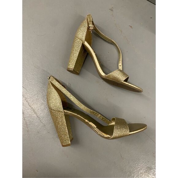 G by Guess Shantel Two-Piece Sandals Glitter Gold Pumps Size 6.5 - Picture 8 of 13